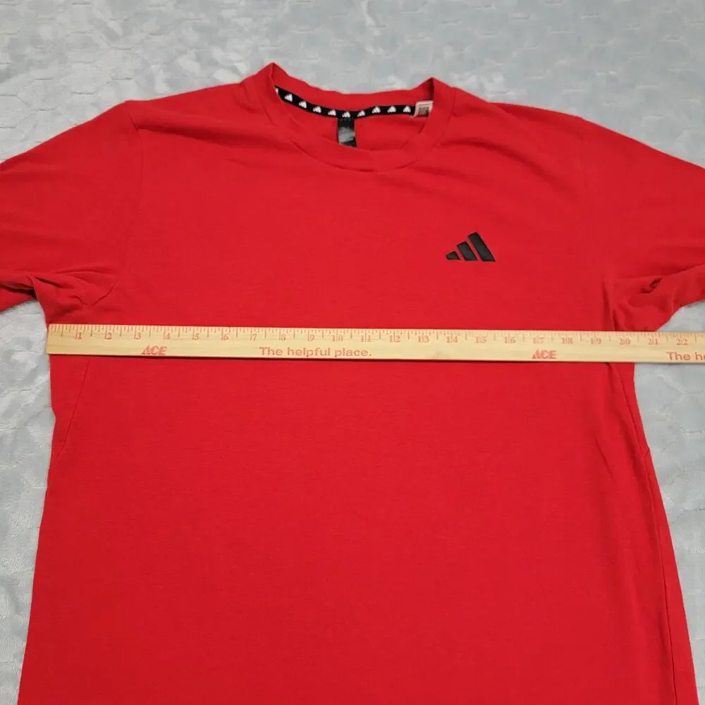 Adidas Aeroready Mens Large Red Short Sleeve Athletic Training T-Shirt Tee